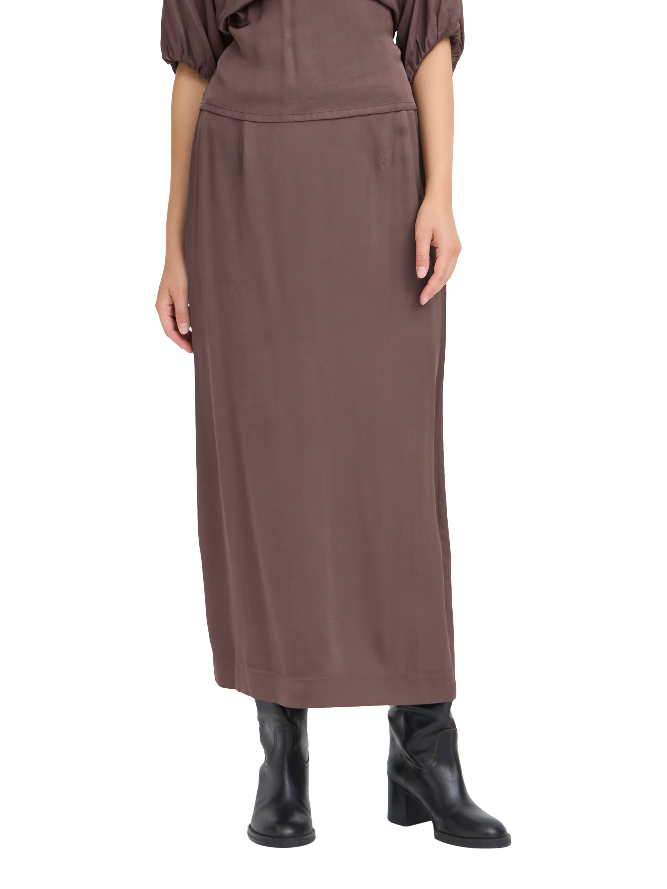Product image 1 of 7, which shows ICHI Zilna Straight Maxi Skirt, Shale, 8