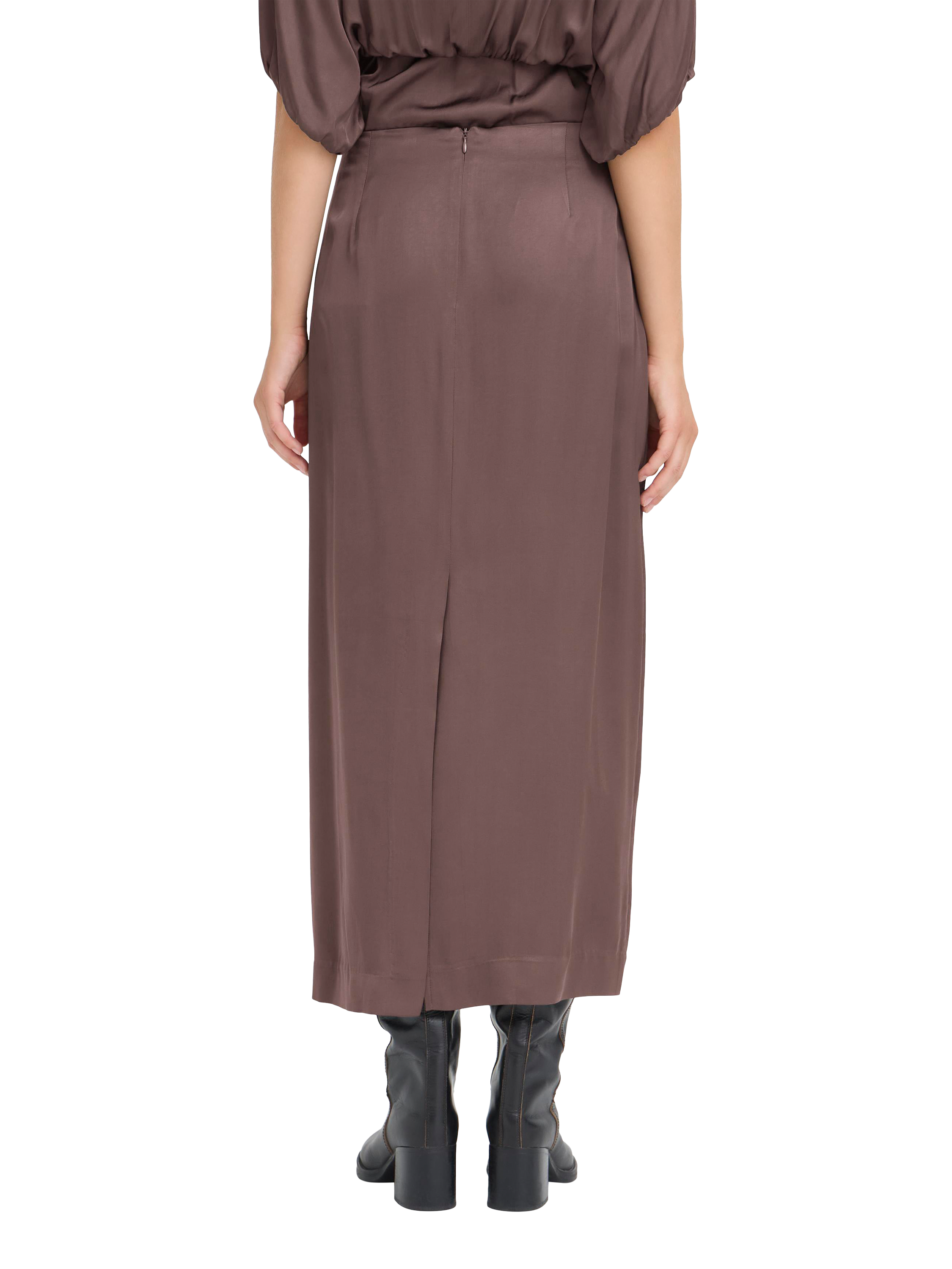 Product image 2 of 7, which shows ICHI Zilna Straight Maxi Skirt, Shale, 8