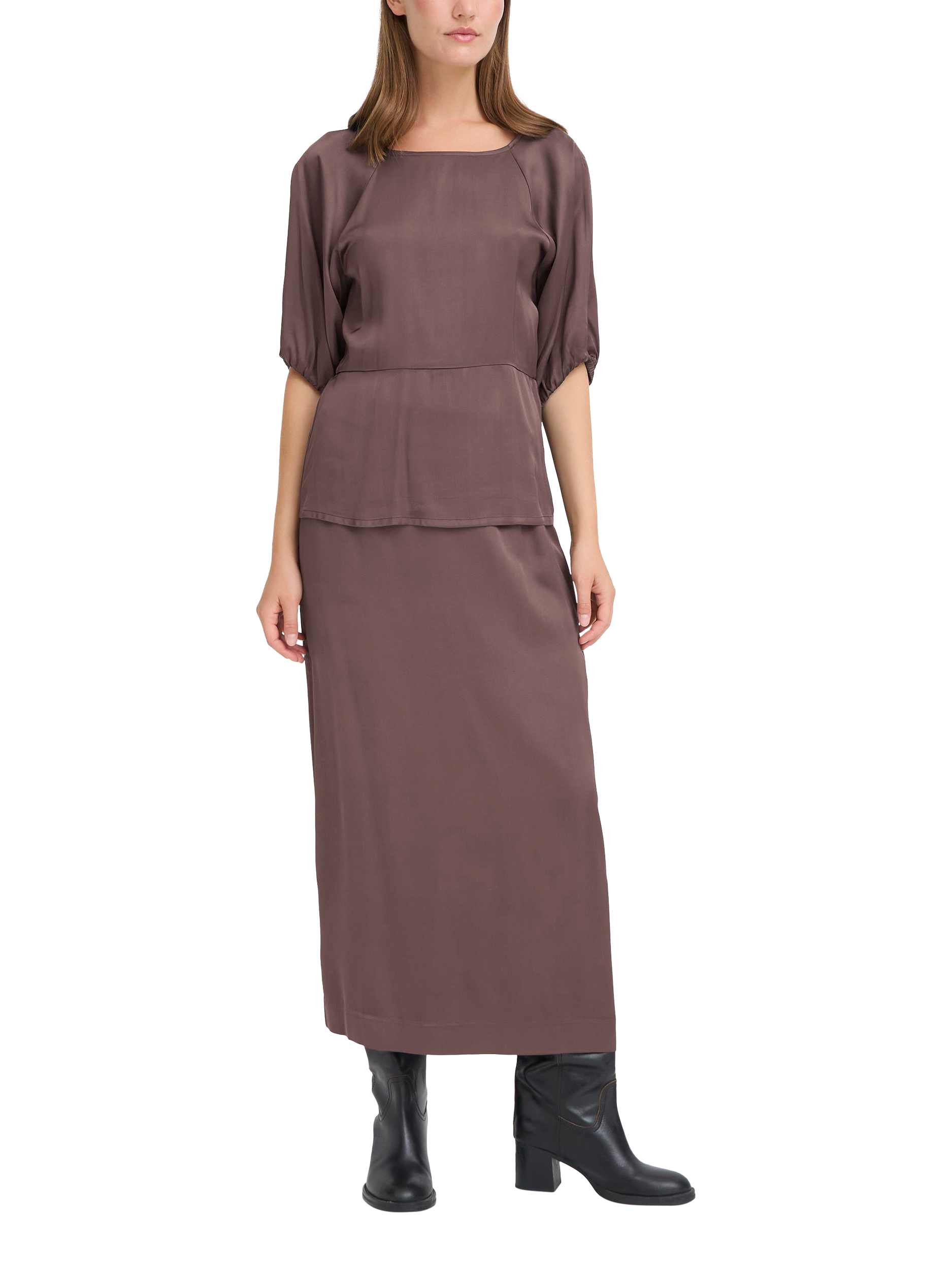 Product image 3 of 7, which shows ICHI Zilna Straight Maxi Skirt, Shale, 8