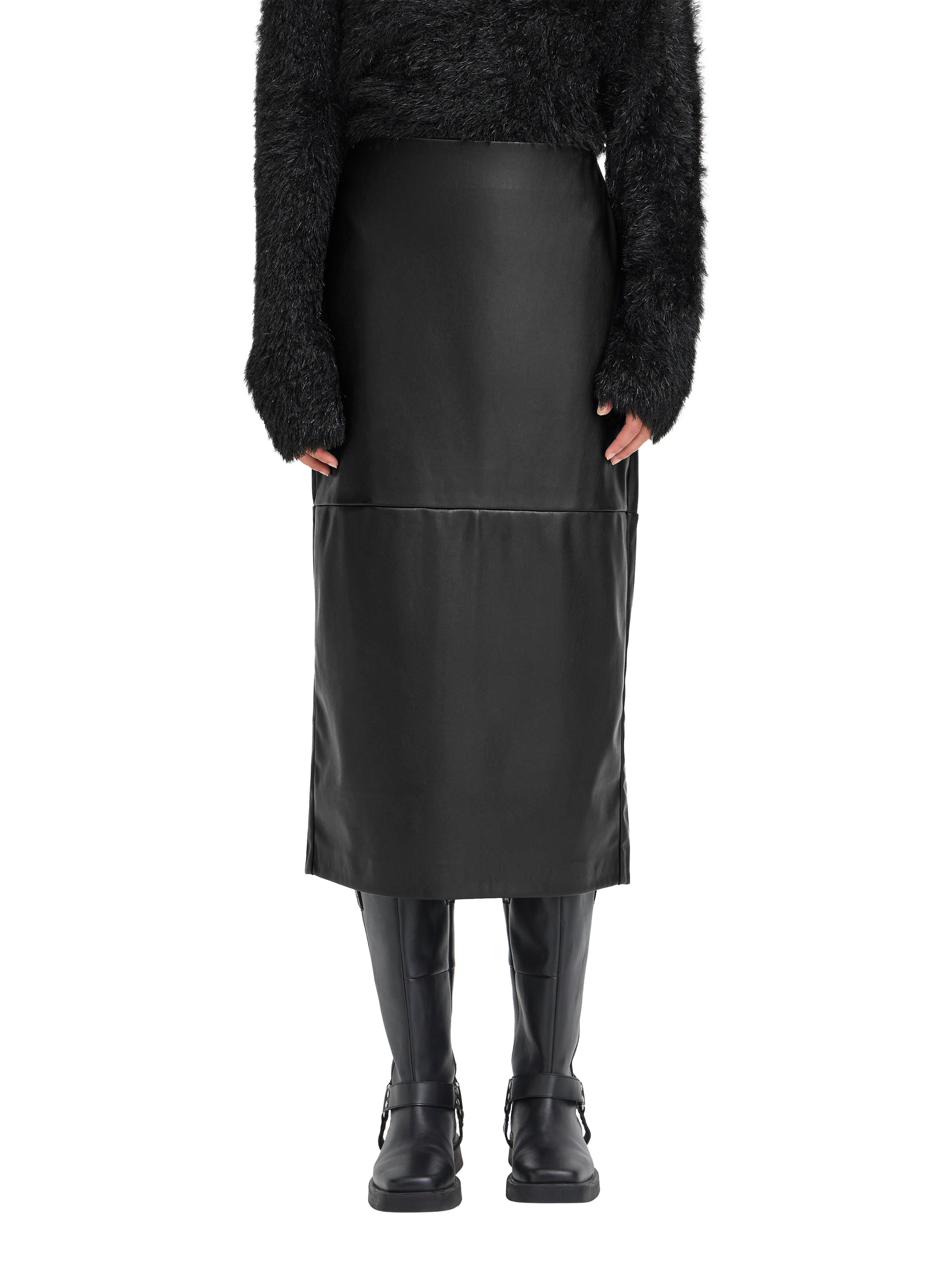 Product image 1 of 7, which shows ICHI Zoma Midi Skirt , Black, XS