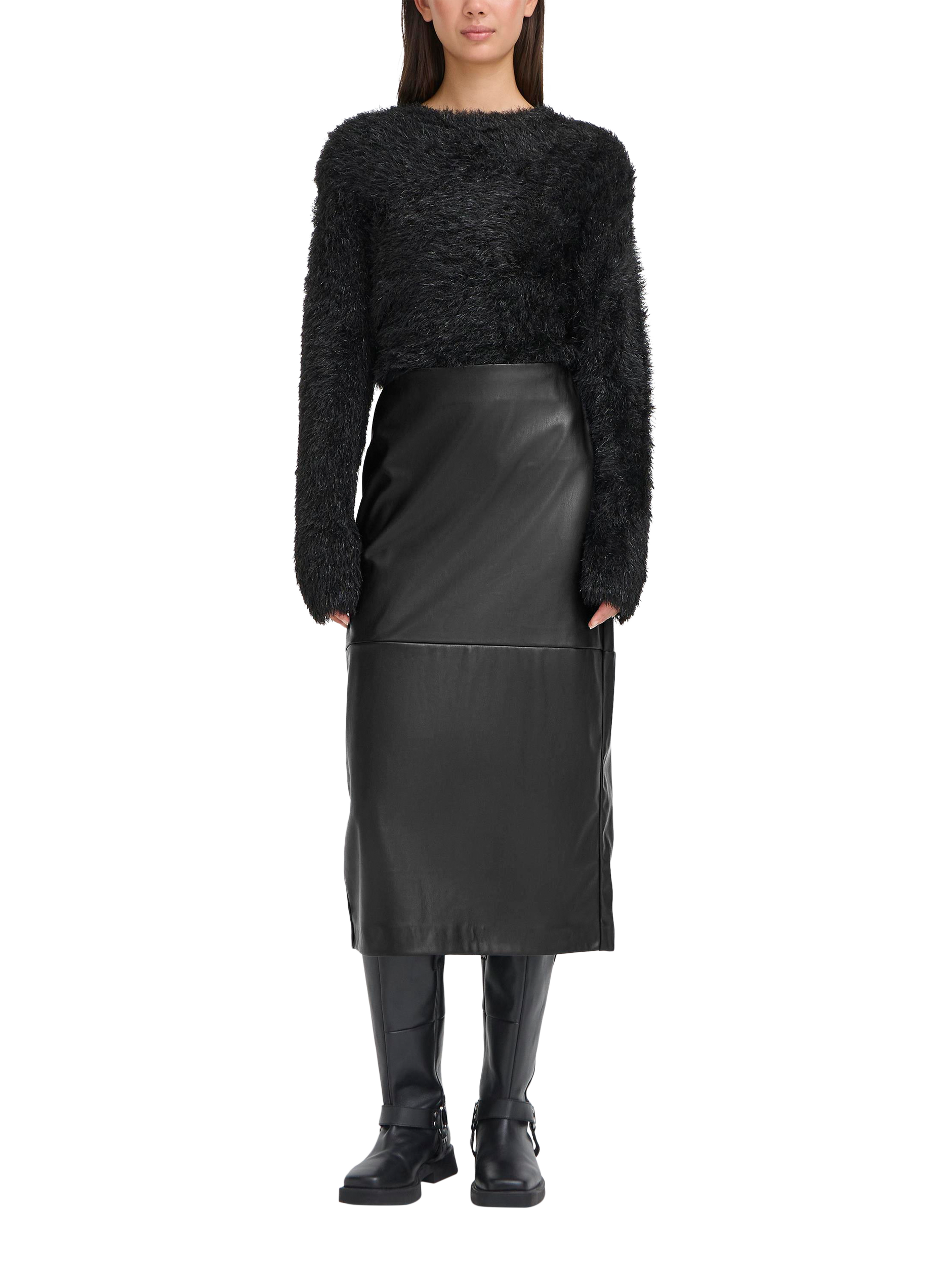 Product image 3 of 7, which shows ICHI Zoma Midi Skirt , Black, XS