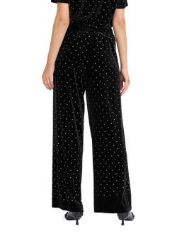 ICHI Darla Embellished Wide Leg Trousers, Black - view 2, Black