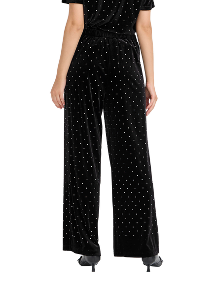 ICHI Darla Embellished Wide Leg Trousers, Black - view 2, Black