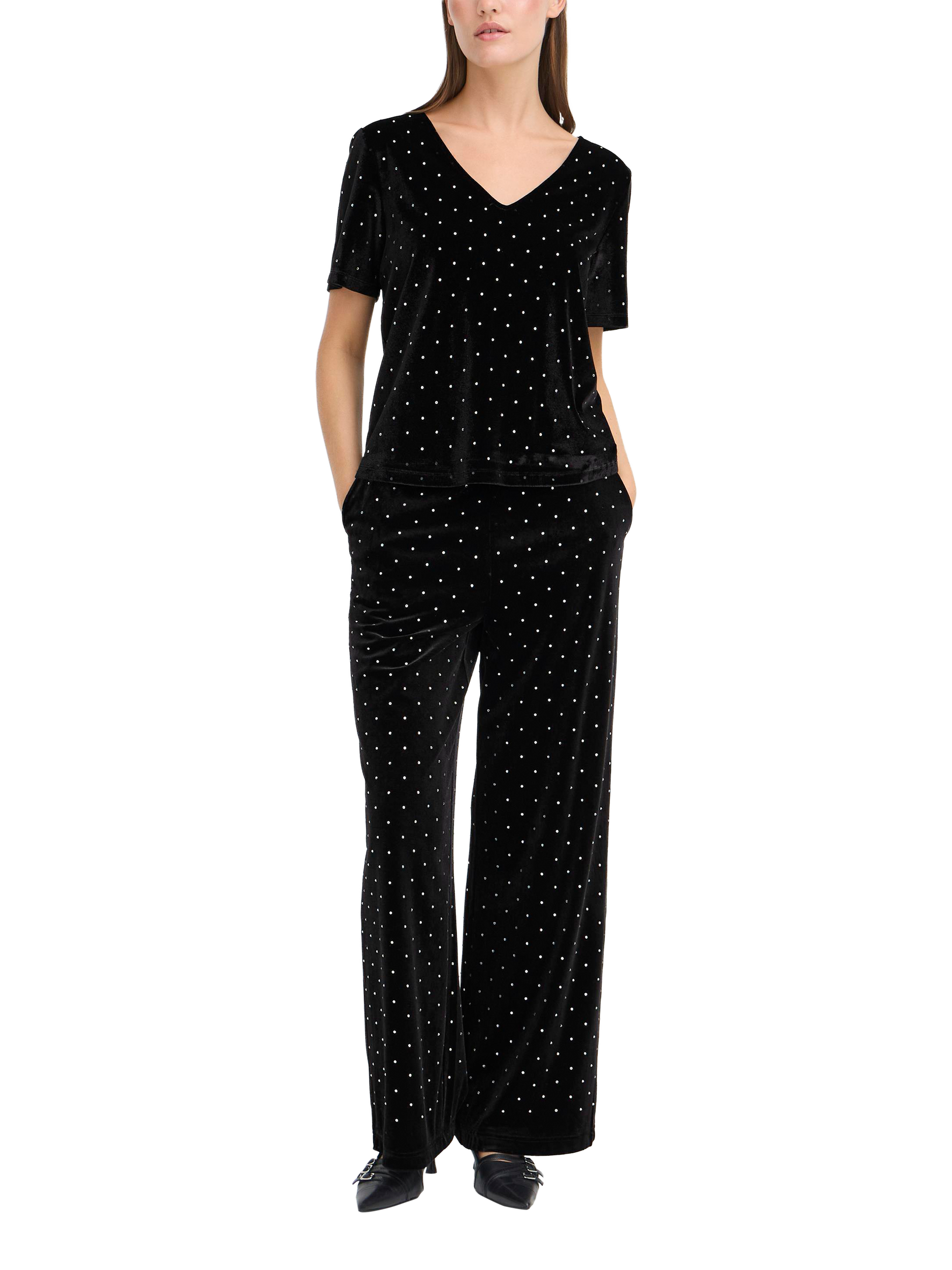 Product image 3 of 7, which shows ICHI Darla Embellished Wide Leg Trousers, Black, XS