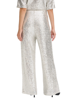 ICHI Fauca Wide Leg Sequin Trousers - view 2, Frosted Almond