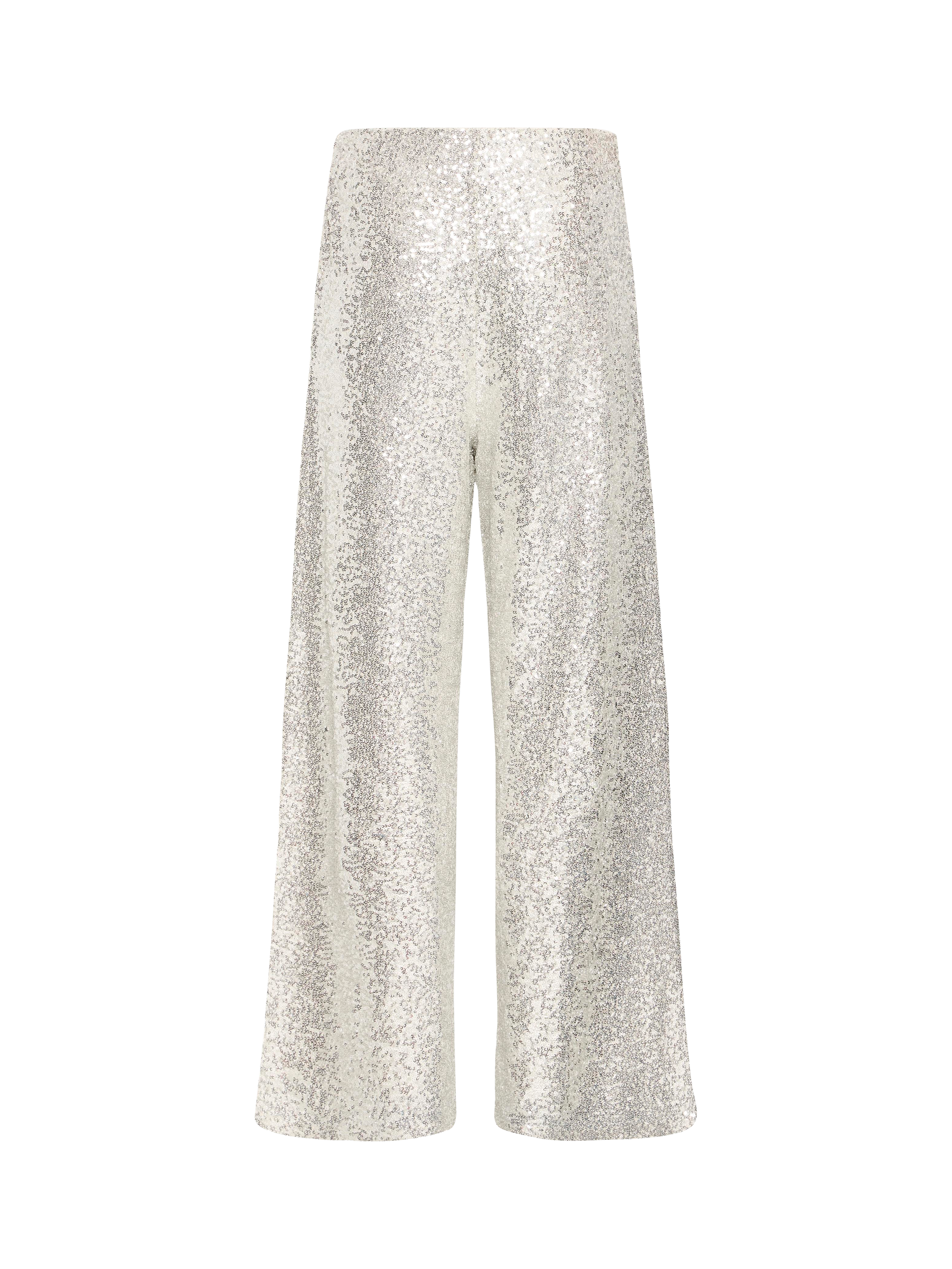 Product image 6 of 7, which shows ICHI Fauca Wide Leg Sequin Trousers , Frosted Almond, XS