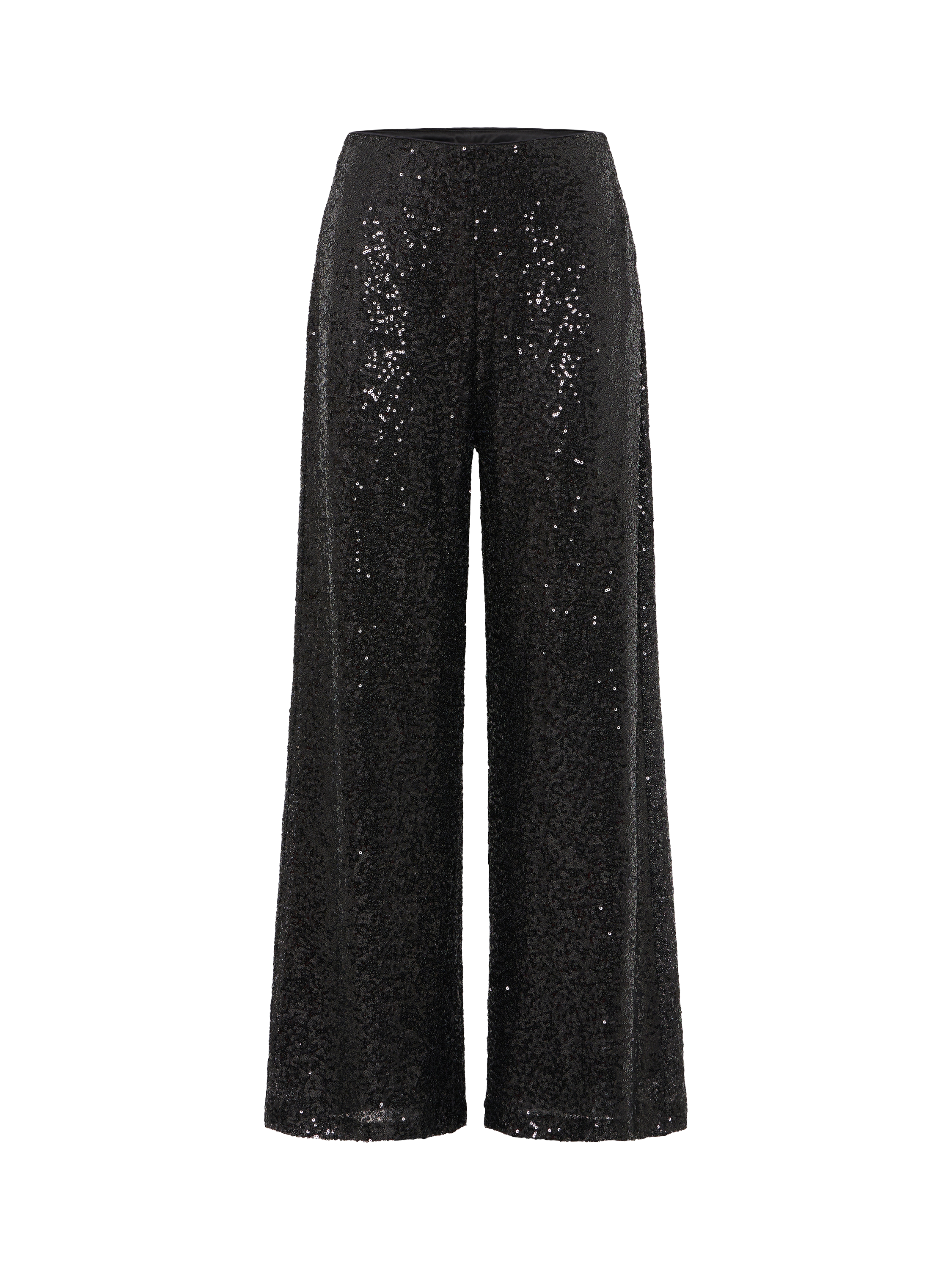 Product image 5 of 7, which shows ICHI Fauca Wide Leg Sequin Trousers , Black, XS