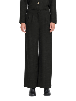 ICHI Kate Gleam Wide Leg Shimmer Trousers, Black