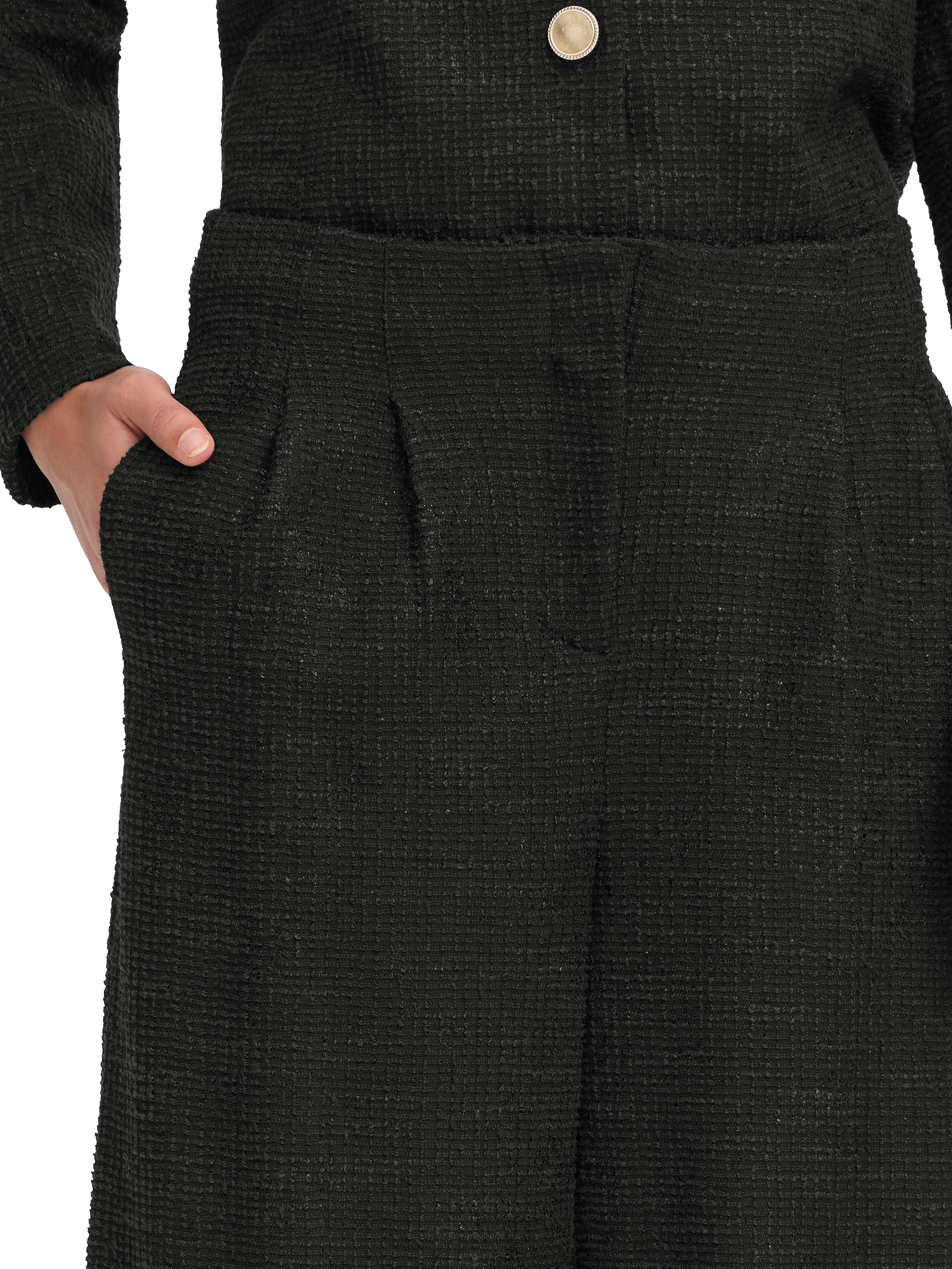 Product image 4 of 7, which shows ICHI Kate Gleam Wide Leg Shimmer Trousers , Black, XS