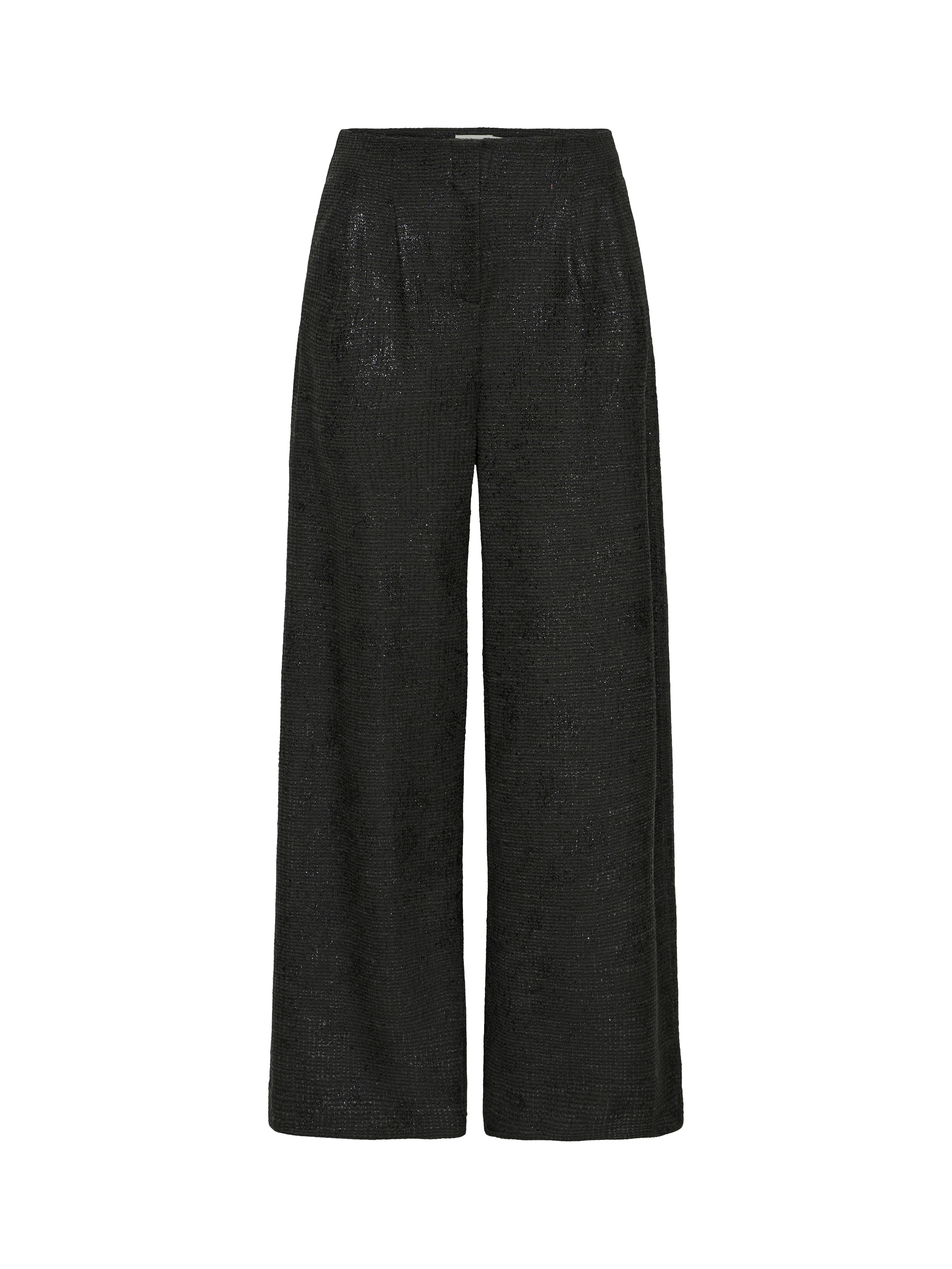 Product image 5 of 7, which shows ICHI Kate Gleam Wide Leg Shimmer Trousers , Black, XS