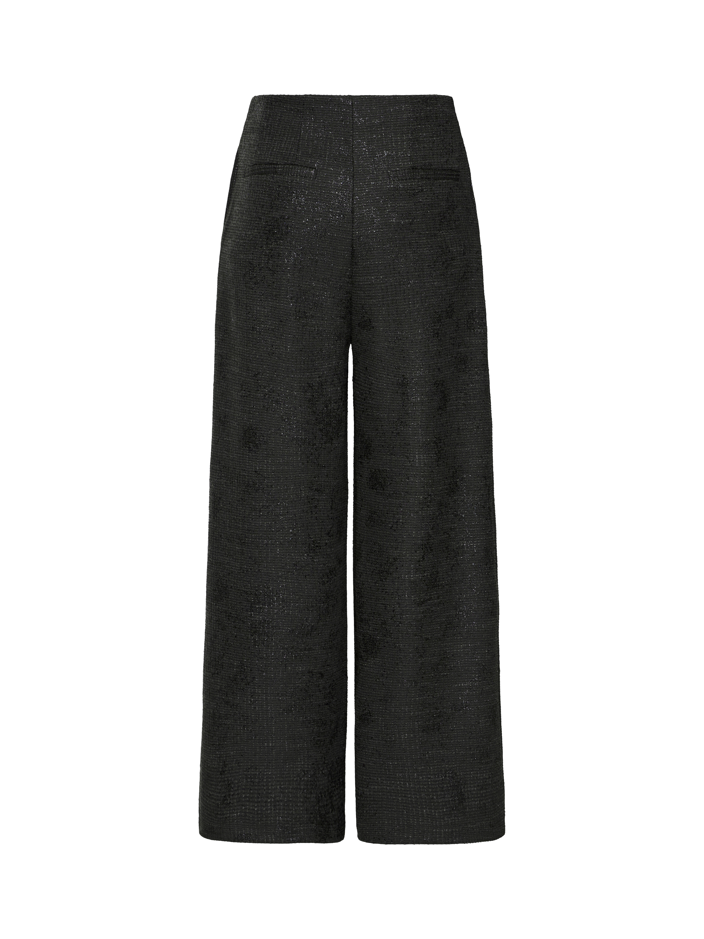 Product image 6 of 7, which shows ICHI Kate Gleam Wide Leg Shimmer Trousers , Black, XS