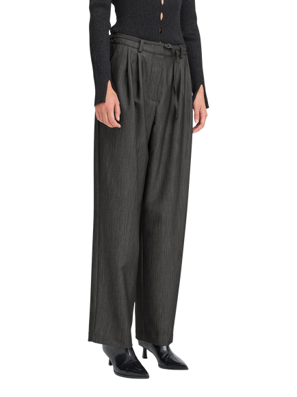 ICHI Livola Wide Leg Trousers, Black, Black