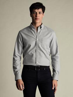 Charles Tyrwhitt Non-Iron Twill Gingham Shirt, Light Grey