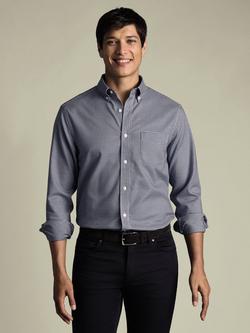 Charles Tyrwhitt Non-Iron Twill Gingham Shirt, Ink Blue