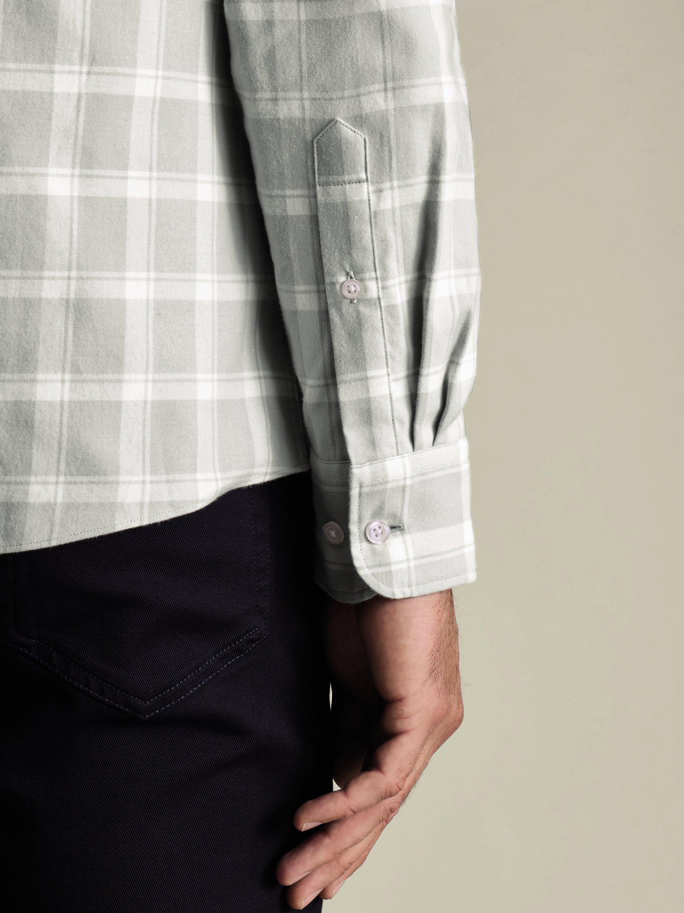 Product image 3 of 5, which shows Charles Tyrwhitt Brushed Flannel Check Shirt, Light Grey, L