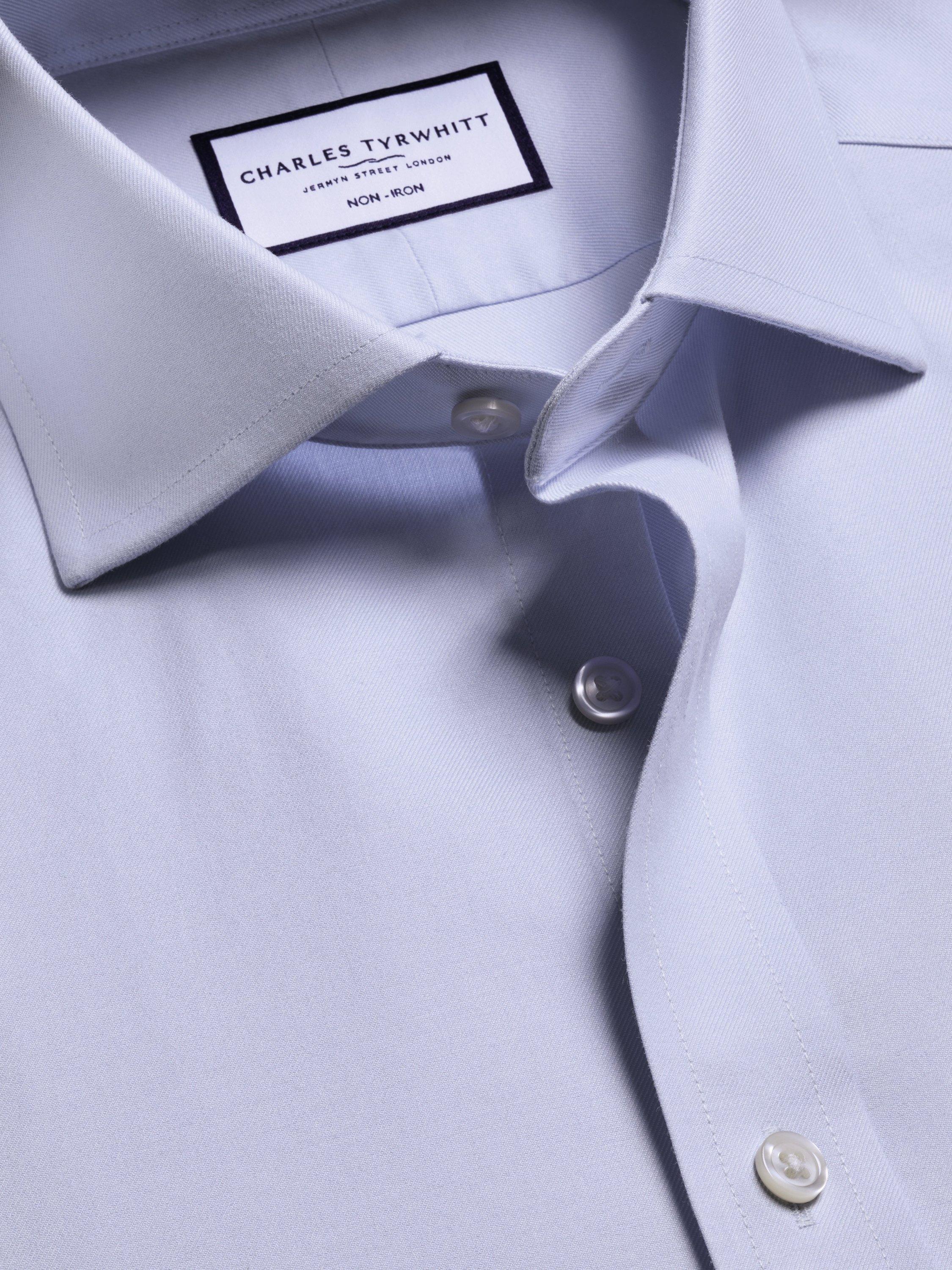 Product image 4 of 6, which shows Charles Tyrwhitt Non-Iron Twill Shirt, Ice Blue, 15.5/33
