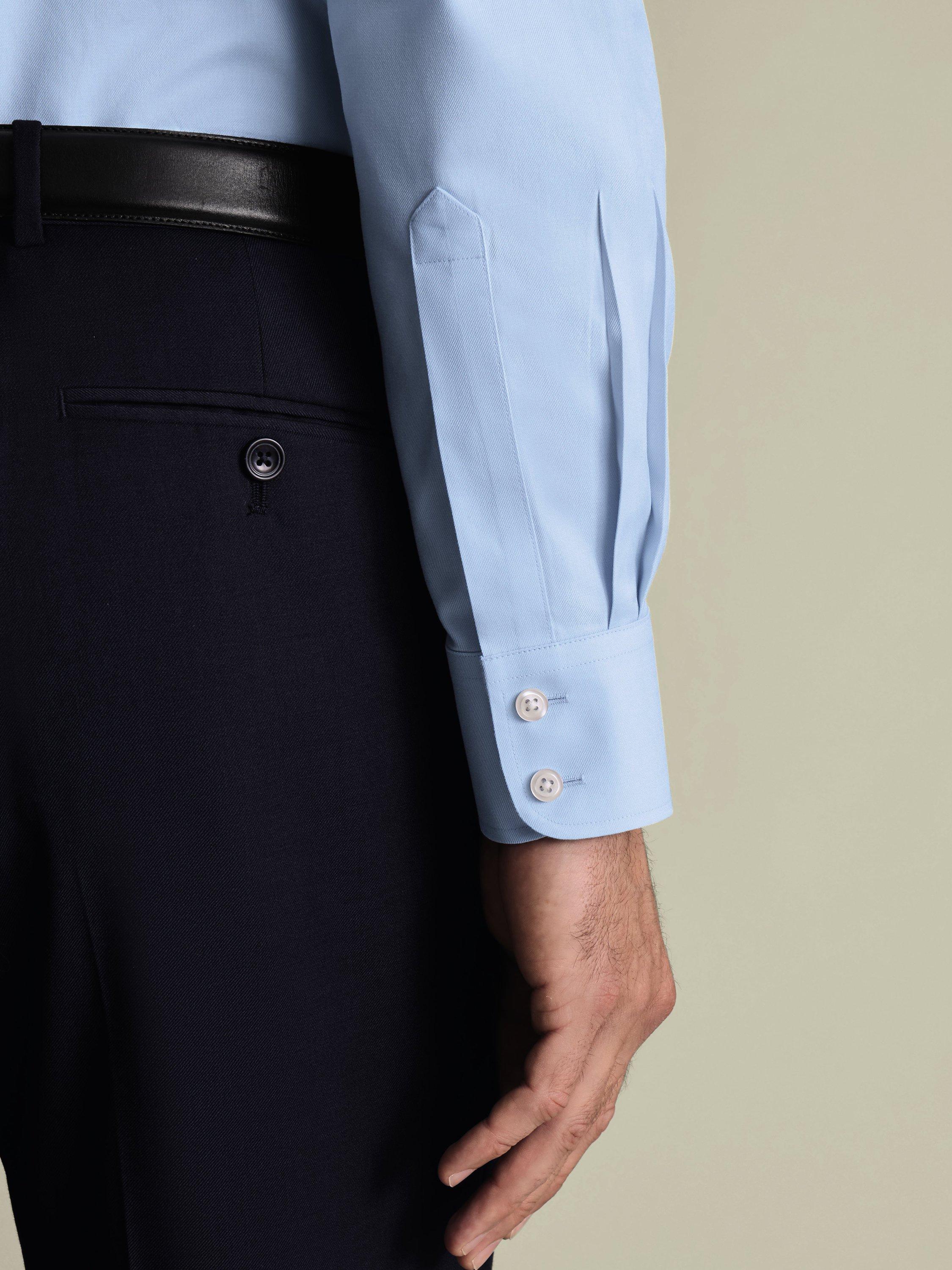 Product image 3 of 6, which shows Charles Tyrwhitt Point Collar Non-Iron Twill Shirt, Sky Blue, 14.5/33