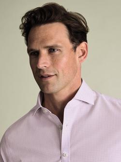 Charles Tyrwhitt Non-Iron Cotton Poplin Slim Fit Check Shirt - view 2, Lilac Purple