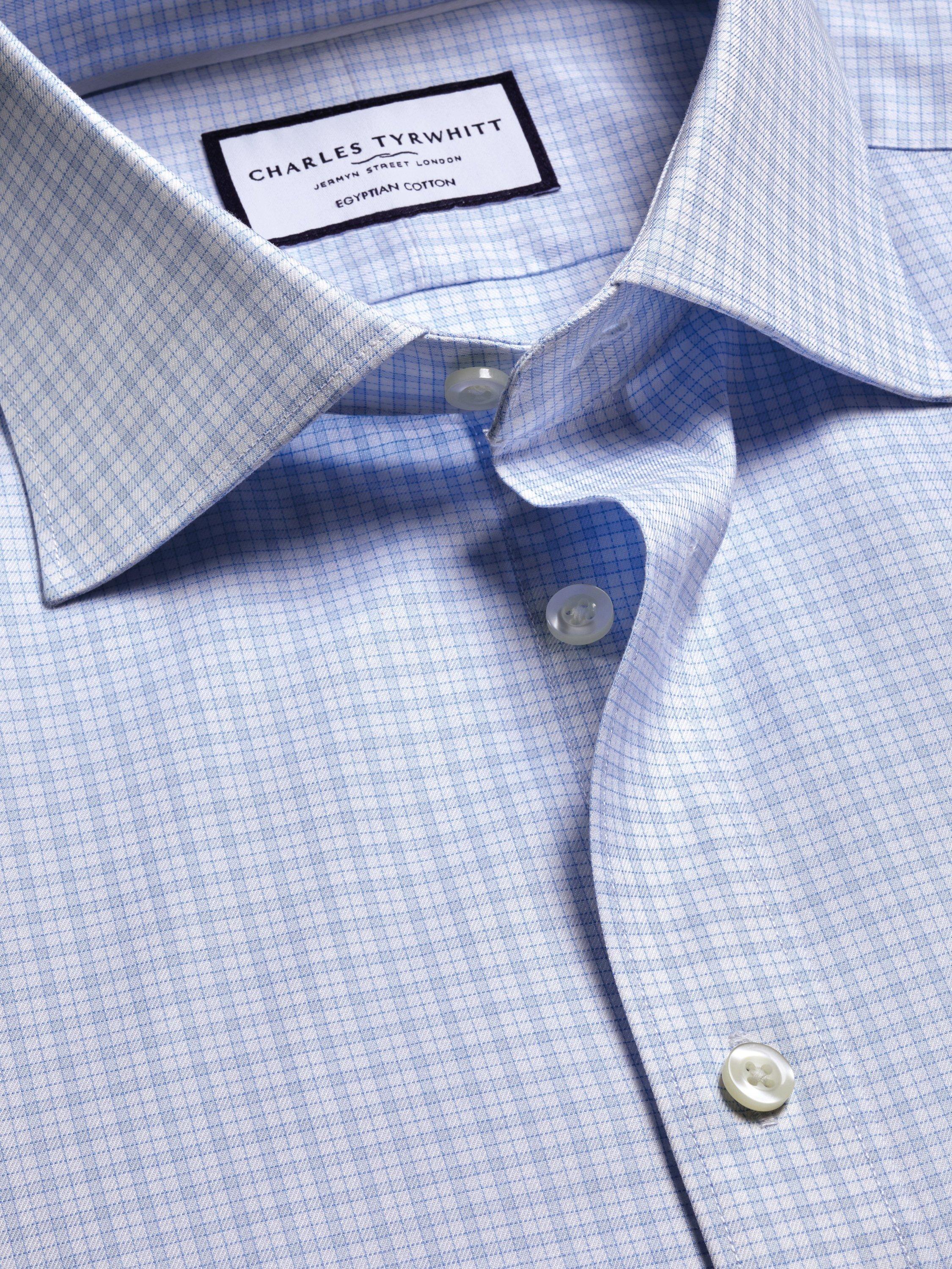 Product image 4 of 6, which shows Charles Tyrwhitt Cotton Slim Fit Check Shirt, Light Blue, 14.5/33