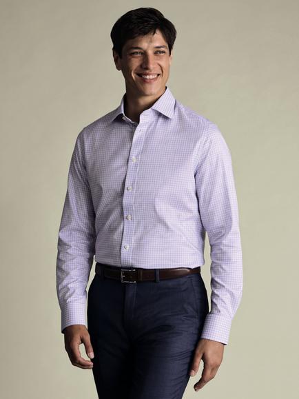 Charles Tyrwhitt Cotton Slim Fit Check Shirt, Lilac Purple