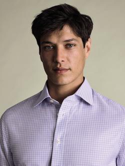 Charles Tyrwhitt Cotton Slim Fit Check Shirt - view 2, Lilac Purple