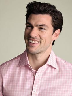 Charles Tyrwhitt Cotton Slim Fit Check Shirt - view 2, Pink