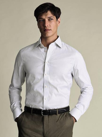 Charles Tyrwhitt Cotton Slim Fit Stripe Shirt, Mid Blue, Mid Blue