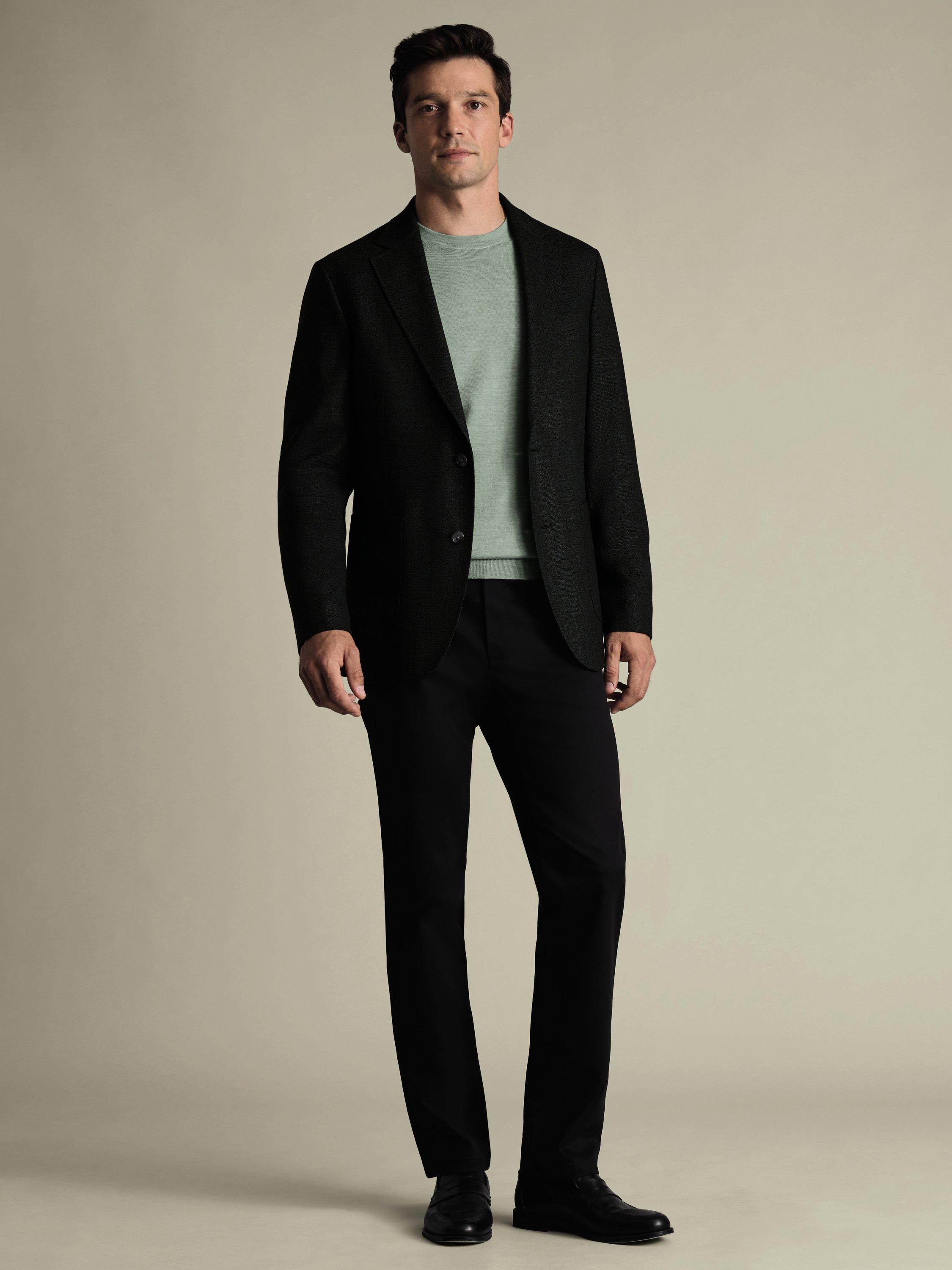 Product image 1 of 5, which shows Charles Tyrwhitt Wool Rich Slim Single Breasted Blazer, Forest Green, 38S