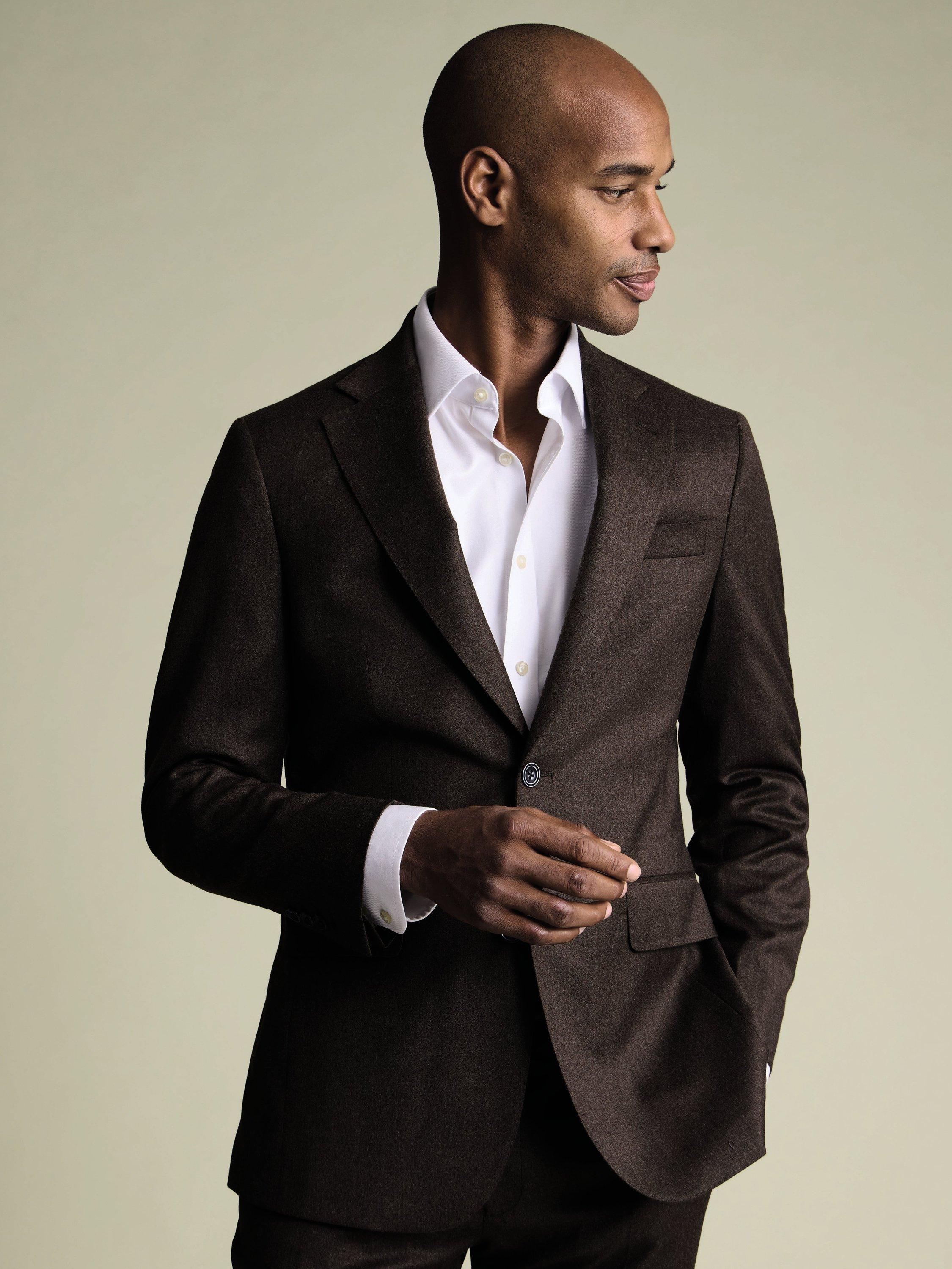 Product image 2 of 5, which shows Charles Tyrwhitt Wool Rich Suit Jacket, Chocolate Brown, 36S