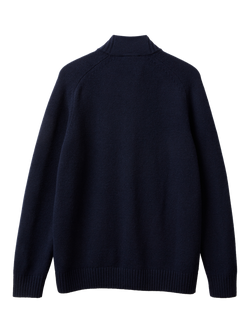 Benetton Zip Front Wool Cardigan, Blue - view 2, Blue