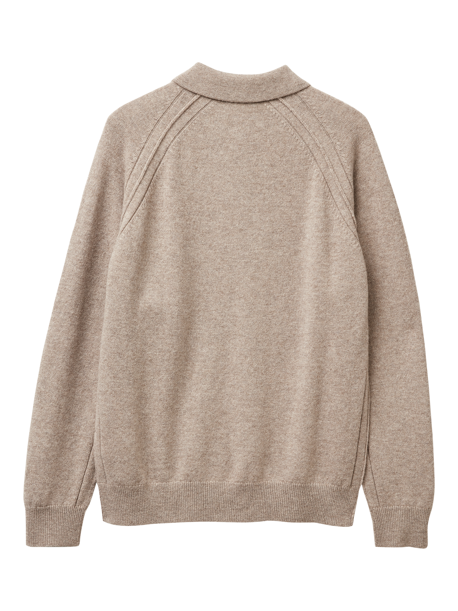 Product image 2 of 3, which shows Benetton Long Sleeve Wool Polo Shirt, Beige, S
