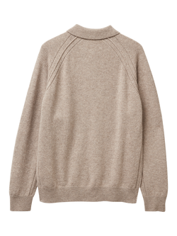 Benetton Long Sleeve Wool Polo Shirt, Blue - view 2, Beige