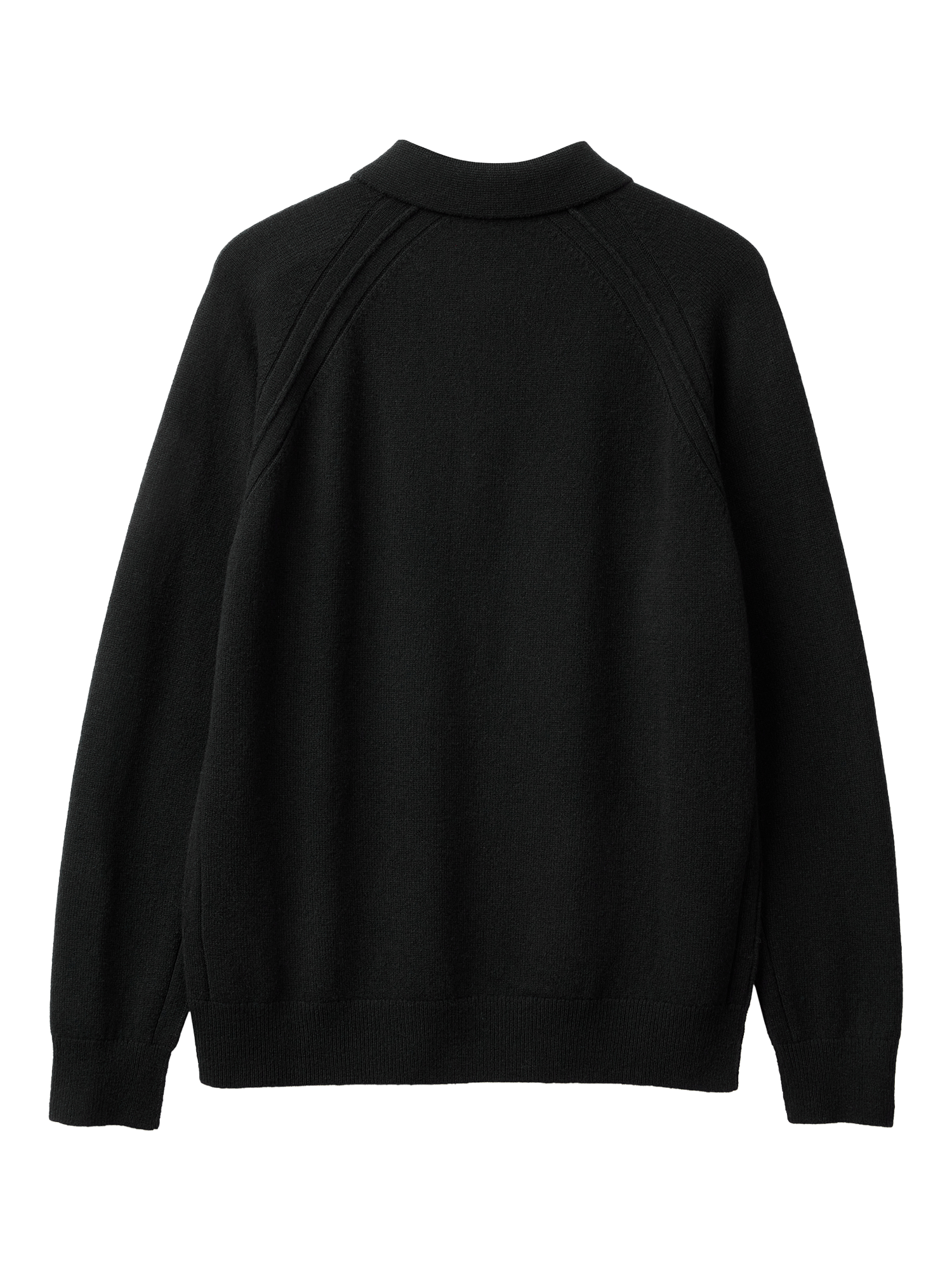 Product image 2 of 3, which shows Benetton Long Sleeve Wool Polo Shirt, Black, S