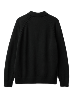 Benetton Long Sleeve Wool Polo Shirt, Blue - view 2, Black