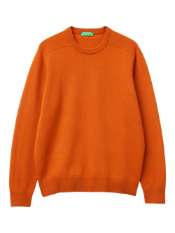 Benetton Crew Neck Wool Jumper, Brown, Brown