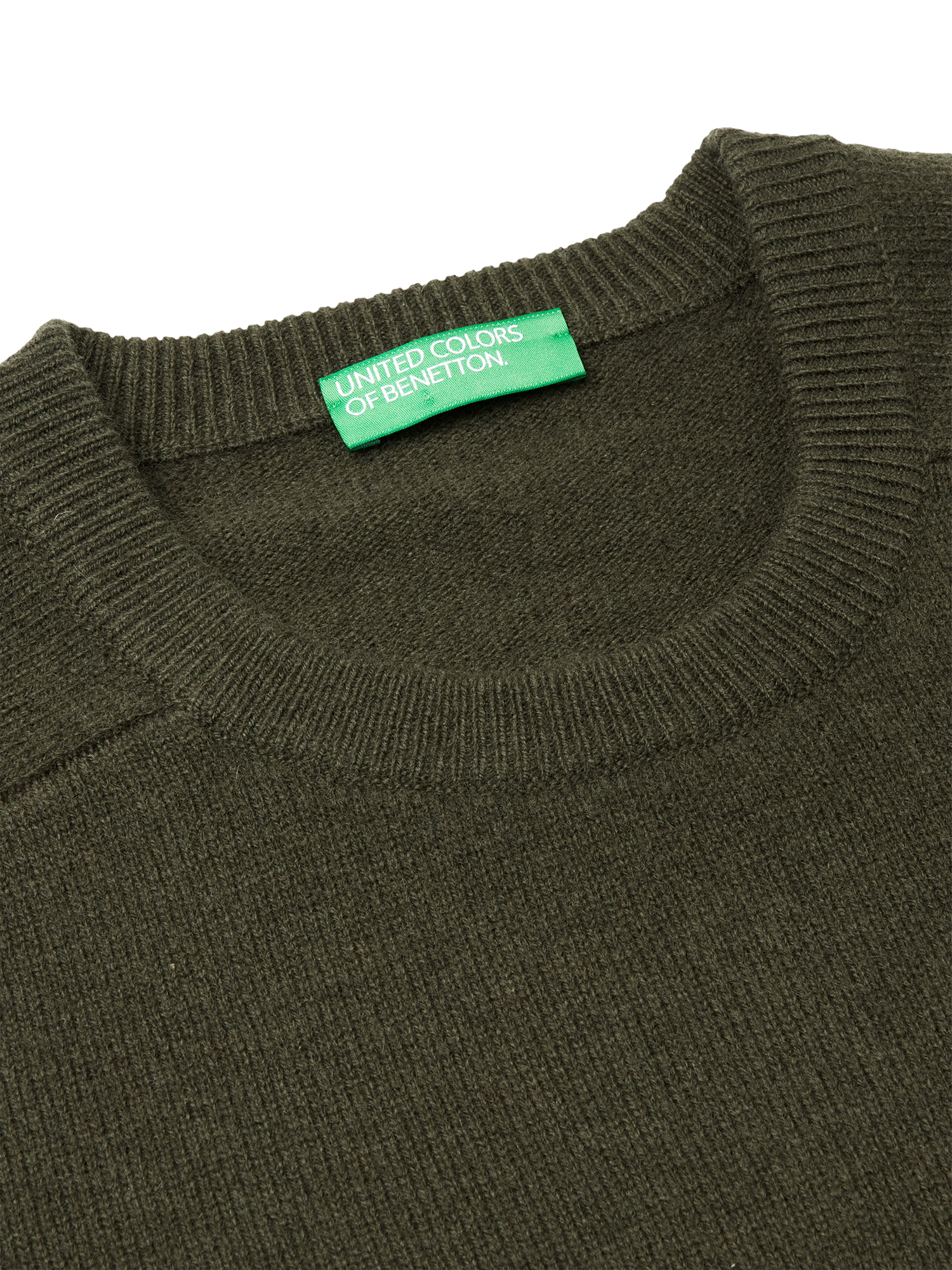 Product image 3 of 3, which shows Benetton Crew Neck Wool Jumper, Green, S
