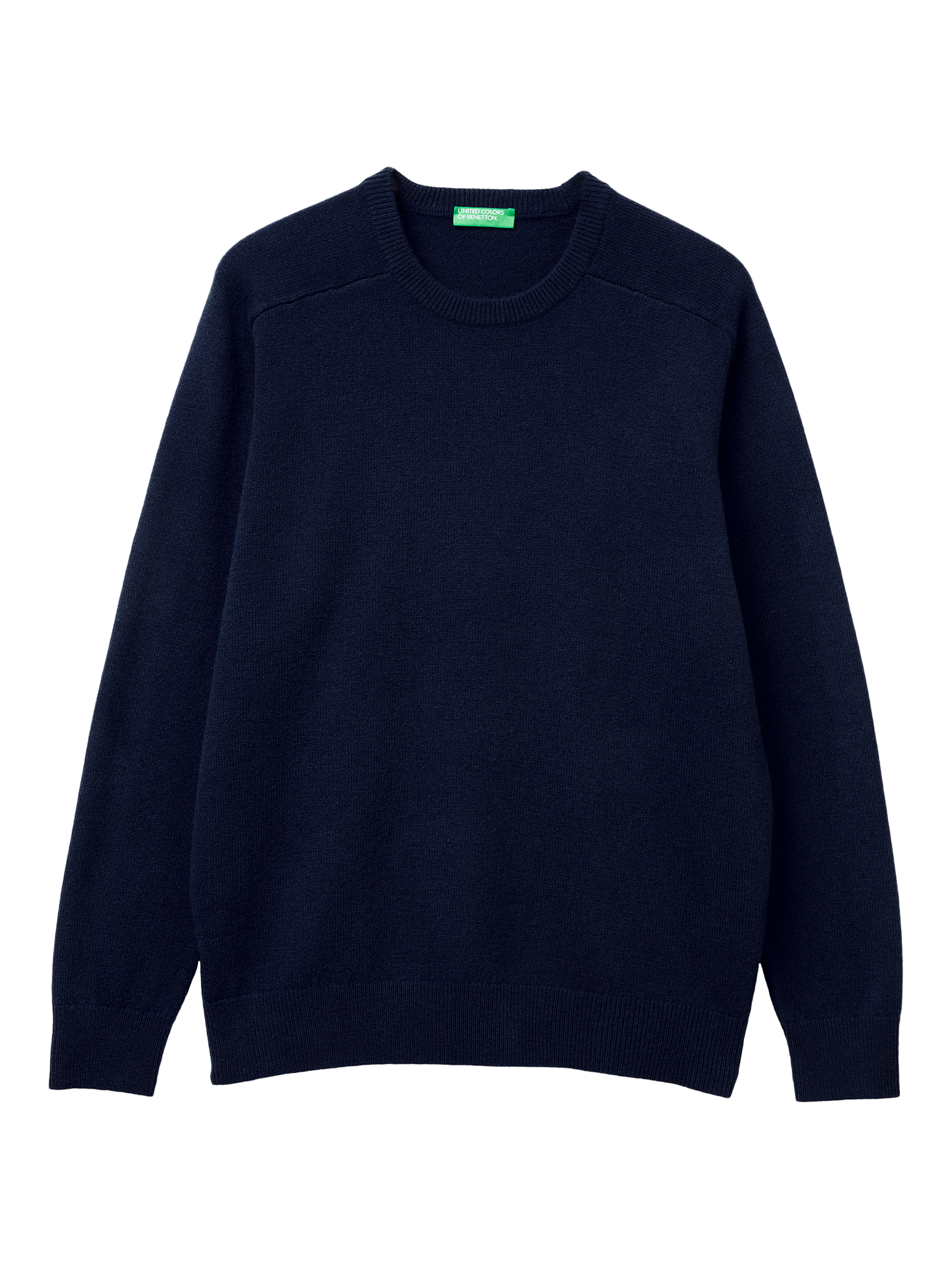 Product image 1 of 3, which shows Benetton Crew Neck Wool Jumper, Blue, S