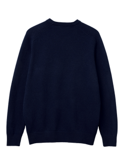 Benetton Crew Neck Wool Jumper, Blue - view 2, Blue