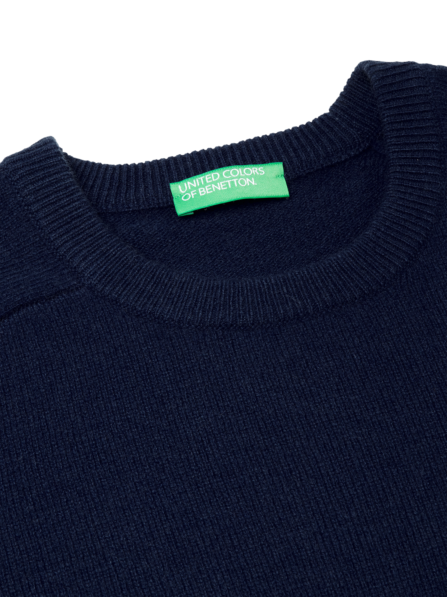 Product image 3 of 3, which shows Benetton Crew Neck Wool Jumper, Blue, S