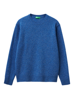 Benetton Crew Neck Wool Jumper, Blue