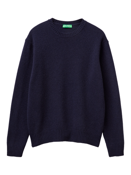 Benetton Crew Neck Wool Jumper, Blue