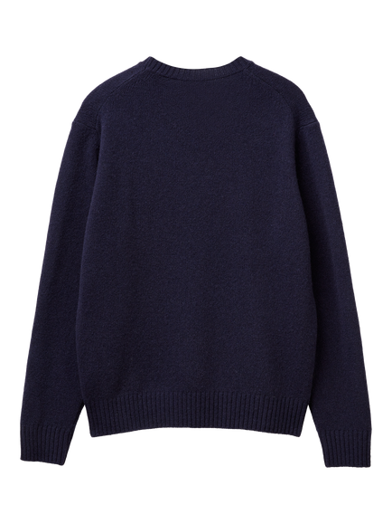 Benetton Crew Neck Wool Jumper - view 2, Blue