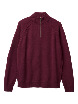 Benetton Half Zip Wool Jumper, Blue, Red