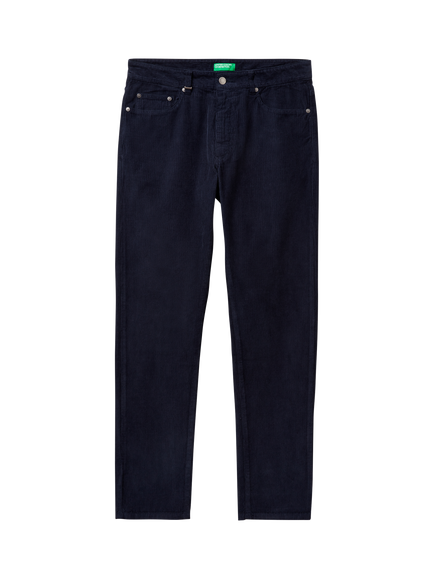 Benetton Straight Corduroy Trousers, Blue