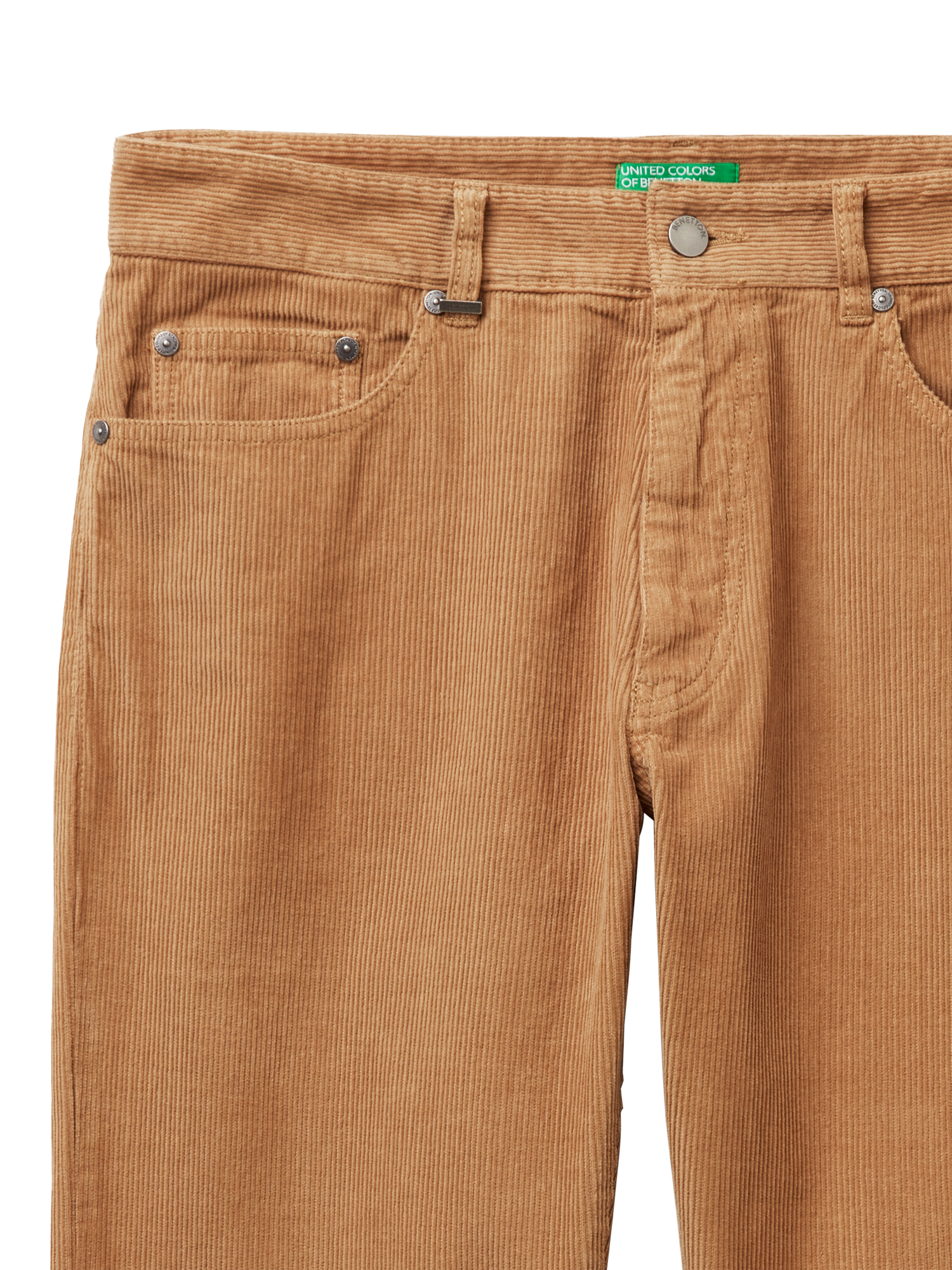 Product image 3 of 3, which shows Benetton Straight Corduroy Trousers, Brown, 30S