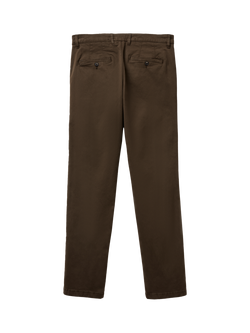 Benetton Straight Cotton Blend Chinos, Brown - view 2, Brown