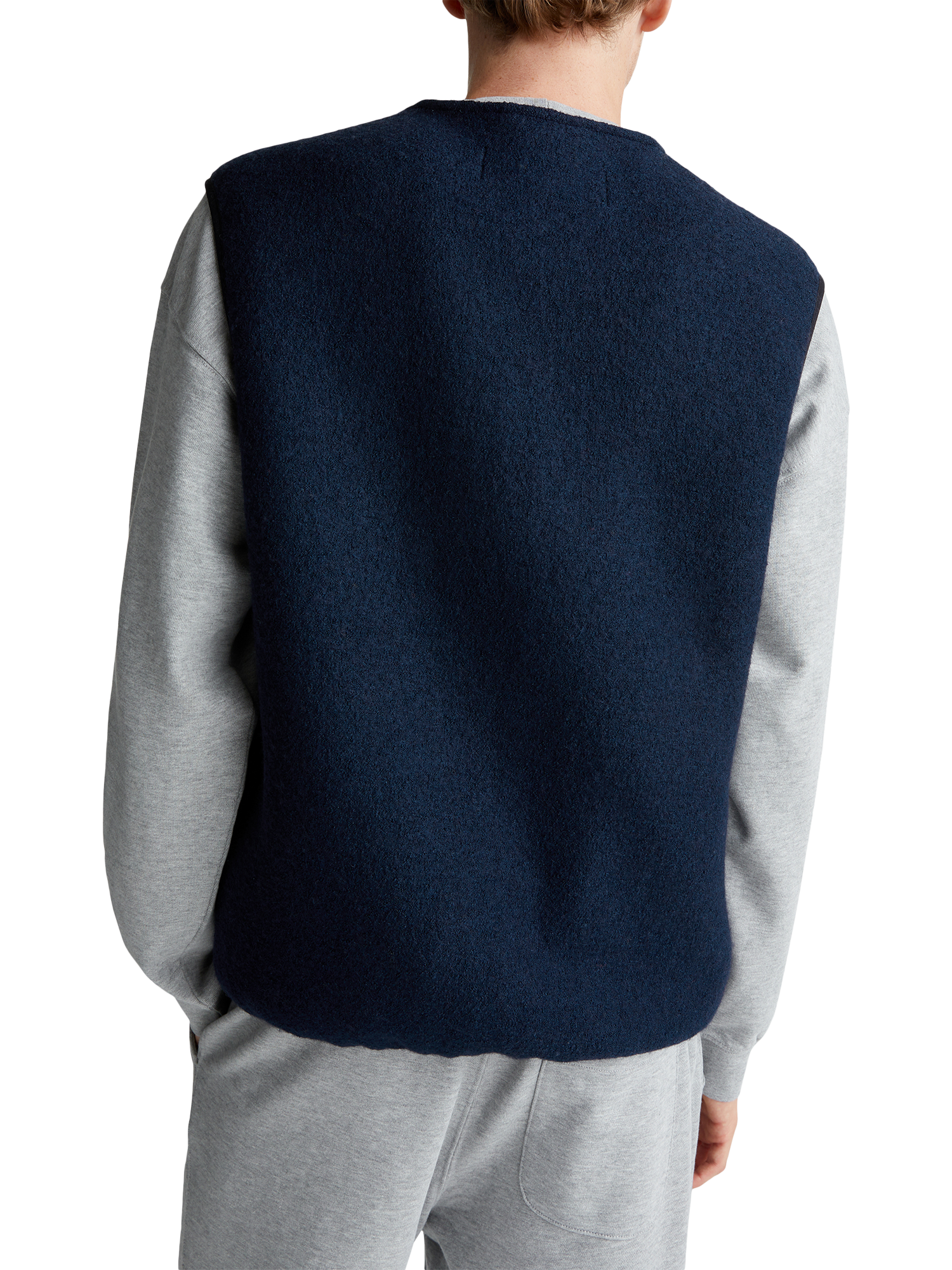 Product image 2 of 5, which shows Benetton Zip Front Sleeveless Vest, Blue, XL