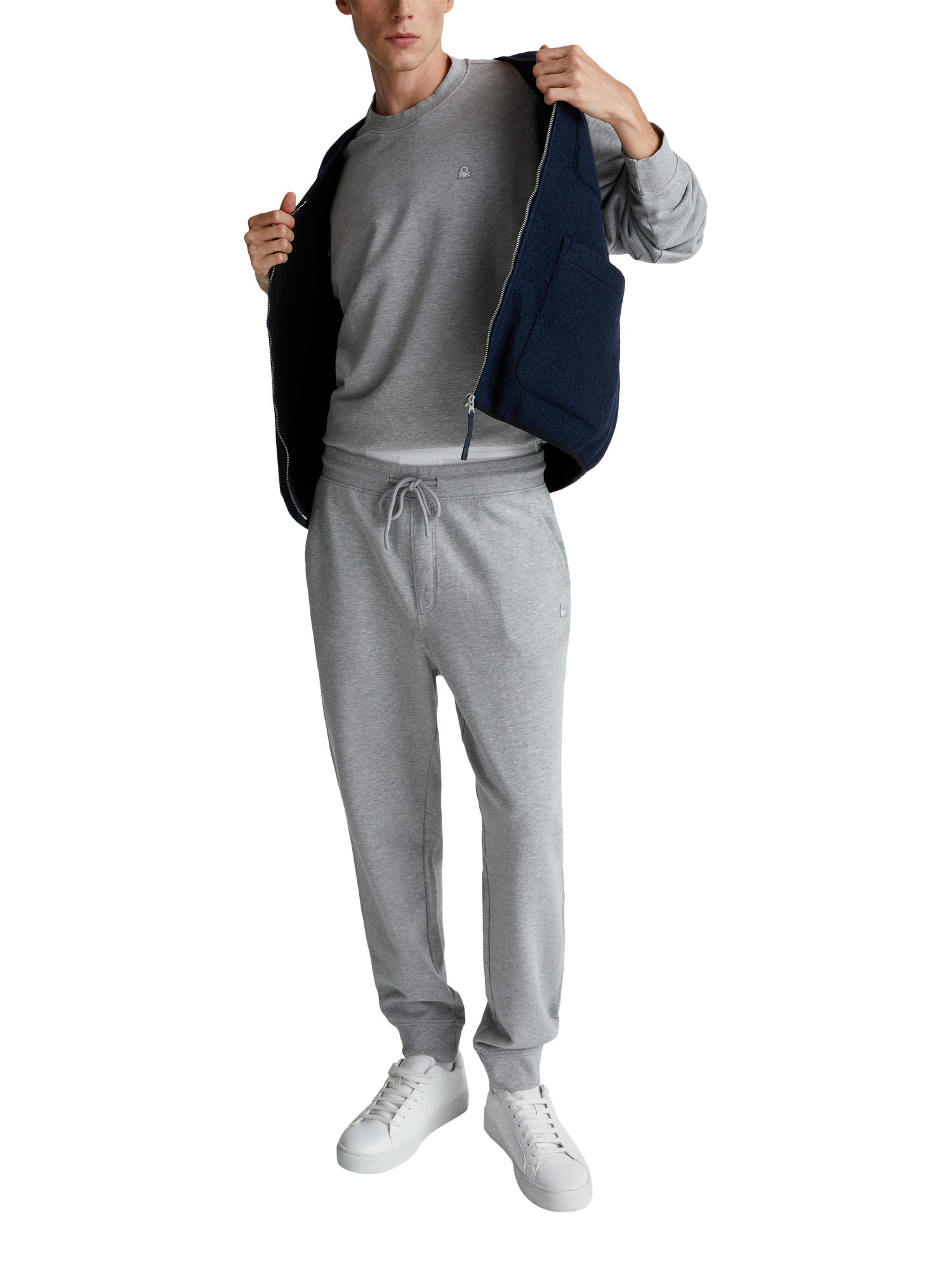 Product image 3 of 5, which shows Benetton Zip Front Sleeveless Vest, Blue, XL