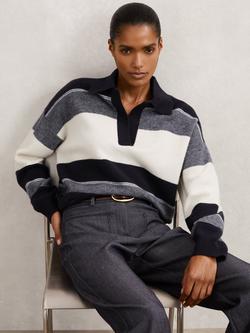 Reiss Simmy Wool Blend Striped Jumper, Navy/Cream