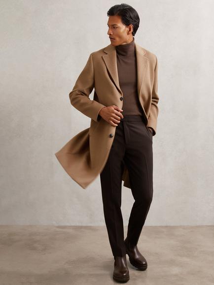 Reiss Empire Wool Blend Overcoat, Camel